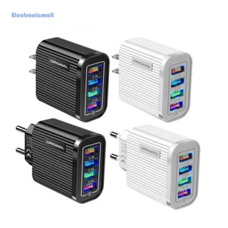 [ElectronicMall01.th] หัวชาร์จโทรศัพท์มือถือ 4 USB 3.1A ปลั๊ก EU US หลายพอร์ต