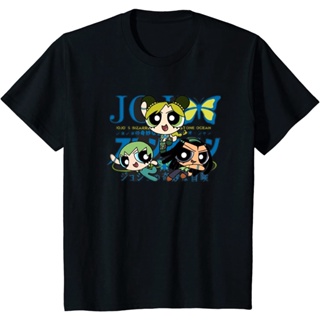 เสื้อยืดแขนสั้นCartoon network  MOjo jojo and The Powerpuff Girls mens 100% cotton round neck short -sleeved T-shirtS-5