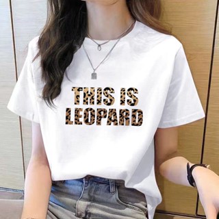 เสื้อยืดคอกลม แขนสั้น พิมพ์ลาย ทรงหลวม สไตล์เกาหลี แฟชั่นสําหรับผู้หญิง