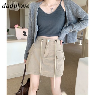 DaDulove💕 New Korean Version of INS Drawstring WOMENS Denim Skirt Light Color Slim Fit Big Pocket Bag Hip Skirt