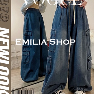 EMILIA SHOP กางเกงขายาว กางเกงเอวสูง ผู้หญิงสไตล์เกาหลีA20M00Y 0317