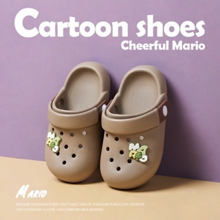 Cheerful Mario รองเท้าแตะ Crocs ลายการ์ตูนมาริโอ้ กันลื่น เหมาะกับฤดูร้อน สําหรับเด็กผู้ชาย และเด็กผู้หญิง