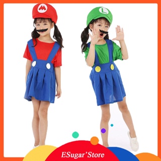 ชุดเครื่องแต่งกายคอสเพลย์ Super Mario Luigi Bros เหมาะกับเทศกาลฮาโลวีน สําหรับผู้ใหญ่ และเด็ก