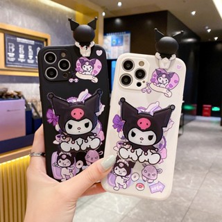 Compatible For Reno 10 Pro+ OPPO A98 A58 A38 A18 A78 A17 A17K A74 A95 A96 A76 A16 A54 A15 A53 A52 A92 A91 A93 A31 A5 A9 2020 A7 A12 A5S F11 F9 เคสโทรศัพท์มือถือ ลายตุ๊กตาคุโรมิ พร้อมขาตั้ง สามมิติ สําหรับ