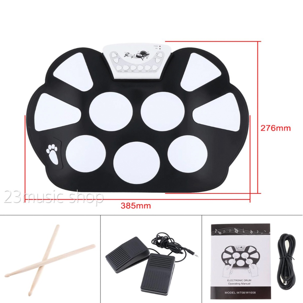 roll-up-electronic-drum-kit-รุ่น-w758-กลองไฟฟ้าพับได้-กลองพกพา