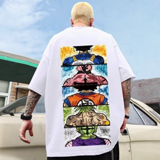 Trendy Large Size Cartoon Anime Merchandise Printed Round Neck Loose Casual Young Five-Point Sleeve Top Summer New _03