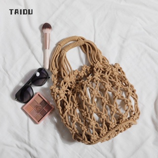 TAIDU ใหม่ กระเป๋าชายหาด ลําลอง ผ้าฝ้าย แบบหนา แบบพกพา สําหรับใส่ของริมทะเล