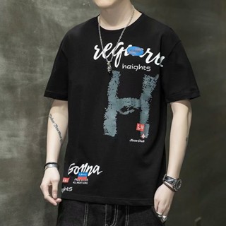 เสื้อยืดลําลอง แขนสั้น พิมพ์ลายตัวอักษร ทรงหลวม แบบบาง แฟชั่นฤดูร้อน สําหรับสตรี