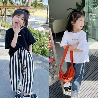 พร้อมส่ง เสื้อยืดแขนสั้นลําลอง ผ้าฝ้ายแท้ พิมพ์ลายตัวอักษร เข้ากับทุกการแต่งกาย แฟชั่นฤดูร้อน สไตล์เกาหลี และญี่ปุ่น สําหรับเด็กผู้ชาย และผู้หญิง 2023