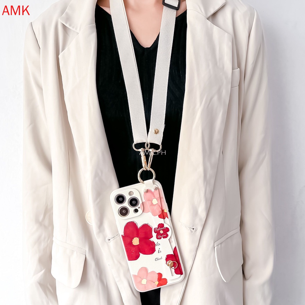 amk-เคสโทรศัพท์มือถือแบบใส-กันกระแทก-ลายดอกไม้-พร้อมสายคล้องมือ-สําหรับ-realme-10-c55-c35-narzo-50a-prime-50i-c33-c31-c30-c21y-c25y-c21-c20-c20a-c11-c2-c15-9-9i-8i-8-7i-7-6-pro-gncwd