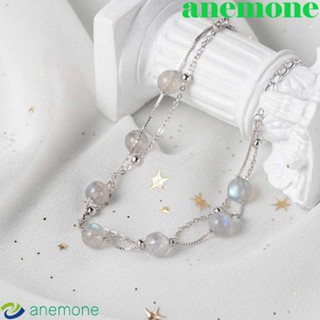 Anemone สร้อยข้อมือ หินมูนสโตน ทองแดง สองชั้น น่ารัก สไตล์เกาหลี สร้างสรรค์ ของขวัญ เครื่องประดับ สําหรับผู้หญิง