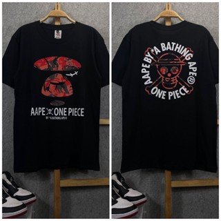 GOOD YFเสื้อยืดแขนสั้นเสื้อยืด Aape x One Piece นําเข้า + แท็กเต็มตัวS-5XL