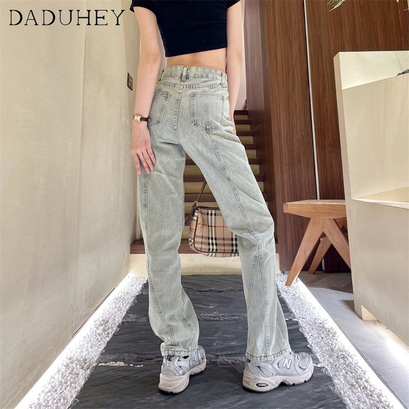 daduhey-new-korean-style-ins-stitching-jeans-women-light-colored-straight-leg-casual-plus-size-trousers