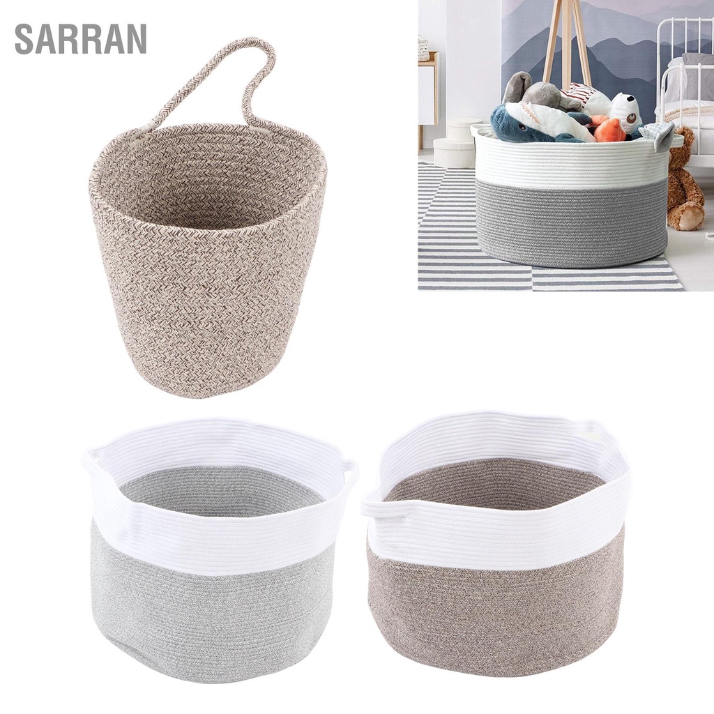sarran-เชือกฝ้ายขนาดใหญ่พิเศษตะกร้าซักผ้าผ้าฝ้ายทอตะกร้าสำหรับห้องนั่งเล่นของเล่น