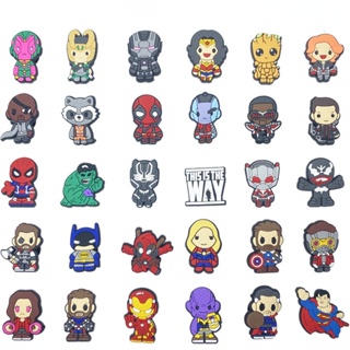 การ์ตูน Hulk Spiderman Jibitz Avengers Croc Jibbits Charm Captain America Jibits Crocks สําหรับผู้ชาย อุปกรณ์เสริมรองเท้า จี้หมุดตกแต่ง