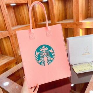 กระเป๋าสะพายไหล่ กระเป๋าช้อปปิ้ง พิมพ์ลาย Starbucks เป็นมิตรกับสิ่งแวดล้อม สําหรับผู้หญิง 2023