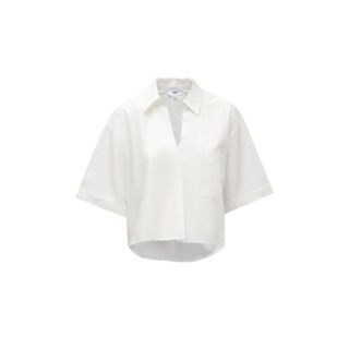 ESP เสื้อเชิ้ตทรงครอป ผู้หญิง สีขาว | Cropped Shirt | 5871