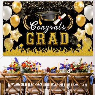 ธงแบนเนอร์ ลาย Congratulation Grads พร็อพสําหรับถ่ายรูป ตกแต่งพื้นหลังงานปาร์ตี้จบการศึกษา 2023