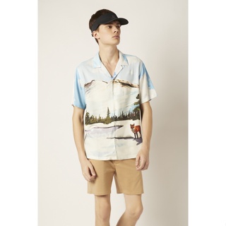 ESP เสื้อเชิ้ตฮาวายลายกราฟิก ผู้ชาย | Graphic Print Hawaiian Shirt | 3647