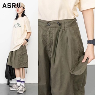 ASRV กางเกงขาสั้นผู้ชายสไตล์ญี่ปุ่นย้อนยุคกระเป๋าใหญ่ขาตรงแบรนด์น้ำเชือกรูดกางเกงขากว้างเข่าหลวม
