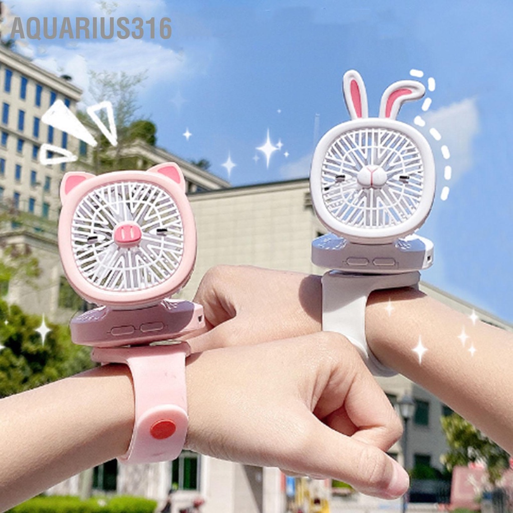 aquarius316-นาฬิกาพัดลมขนาดเล็ก-usb-ชาร์จใหม่ได้-3-gear-สายรัดข้อมือแบบพกพาพัดลมมือถือพร้อมไฟ-led-หลากสีสัน