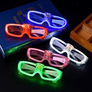 Btr- แว่นตากระพริบ LED ทรงสี่เหลี่ยม สร้างสรรค์ 1 คู่ สําหรับทุกเพศ ทุกวัย