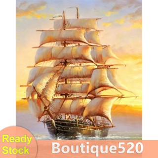 [boutique520.th] โปสเตอร์ภาพวาดปักเพชร ทรงกลม ลายเรือใบ 5D แฮนด์เมด DIY [boutique520.th]