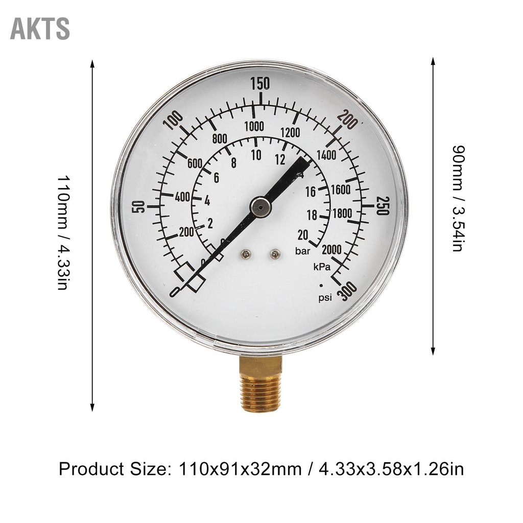 akts-1-4npt-90-มม-เส้นผ่านศูนย์กลางเครื่องวัดความดันน้ำมันเครื่องวัดความดัน-0-300psi-0-2000kpa-0-20bar