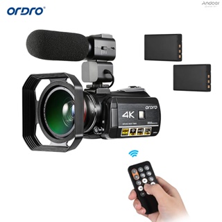 Ordro กล้องบันทึกวิดีโอดิจิทัล AC3 4K WiFi DV 30MP ซูม 30X เวอร์ชั่นกลางคืน IR หน้าจอสัมผัส IPS LCD 3.0 นิ้ว พร้อมแบตเตอรี่ชาร์จ 2 ชิ้น เลนส์มุมกว้างพิเศษ 0.39X