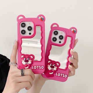 เคสโทรศัพท์มือถือนิ่ม กันตก ลายการ์ตูนหมีพูห์น่ารัก มีกระจกแต่งหน้า สําหรับ iPhone 11 12 13 14 Pro Max