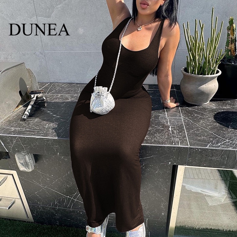 dunea-ชุดเดรส-บอดี้คอน-คอยู-สีพื้น-เซ็กซี่-สําหรับผู้หญิง