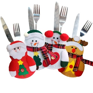 Christmas Cutlery Set Santa Claus And Fork Set Decoration Snowman Cutlery Cover Christmas Table Decoration