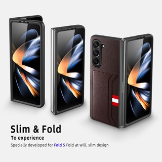 เคสหนัง ฝาพับ พร้อมช่องใส่บัตร สําหรับ Samsung Galaxy Z Fold 5 Fold 4 3 5G