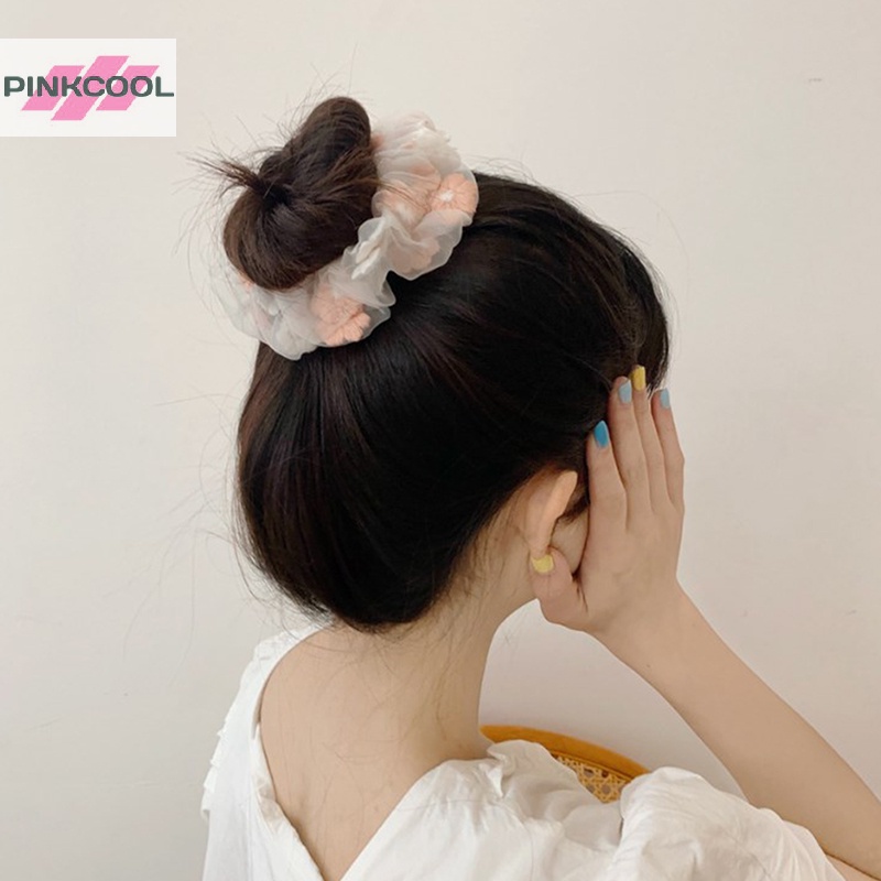 pinkcool-ขายดี-เชือกตาข่าย-ปักลายดอกไม้-สีชมพู-สไตล์โรแมนติก-สําหรับผู้หญิง