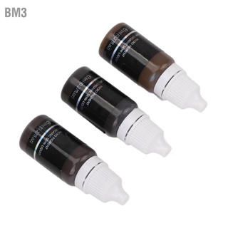 BM3 3pcs Brow Microblading Pigments Black Light Dark Brown หมึกสักคิ้วสำหรับฝึกคนจริง 24ml