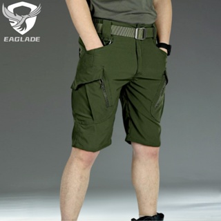 Eaglade กางเกงขาสั้นคาร์โก้ยุทธวิธี สีเขียว ยืดหยุ่นได้