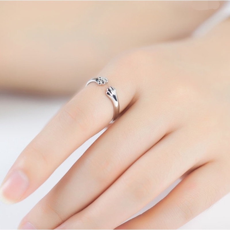 แหวนนิ้วมือ-โลหะผสม-รูปกรงเล็บแมวน่ารัก-ปรับได้-สีเงิน-สไตล์เกาหลี-สร้างสรรค์-เครื่องประดับ-สําหรับผู้หญิง-งานแต่งงาน
