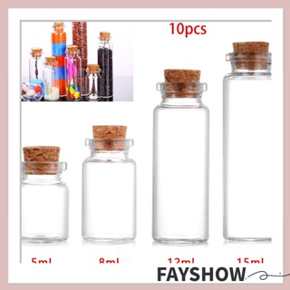 Fay 10 ชิ้น ขวดข้อความน่ารัก ขวดแก้ว ขวดอวยพร ขวดเปล่า ใส อวยพรเปล่า แก้วเปล่า ขนาดเล็ก คอนเทนเนอร์ ขนาดเล็ก ใส พร้อมจุกไม้คอร์ก