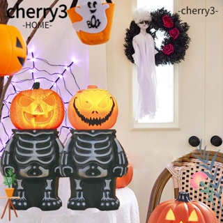 Cherry3 โคมไฟ รูปฟักทอง โครงกระดูก สีดํา สีขาว สไตล์ฮิปฮอป สําหรับตกแต่งบ้าน พร็อพถ่ายรูปเด็ก