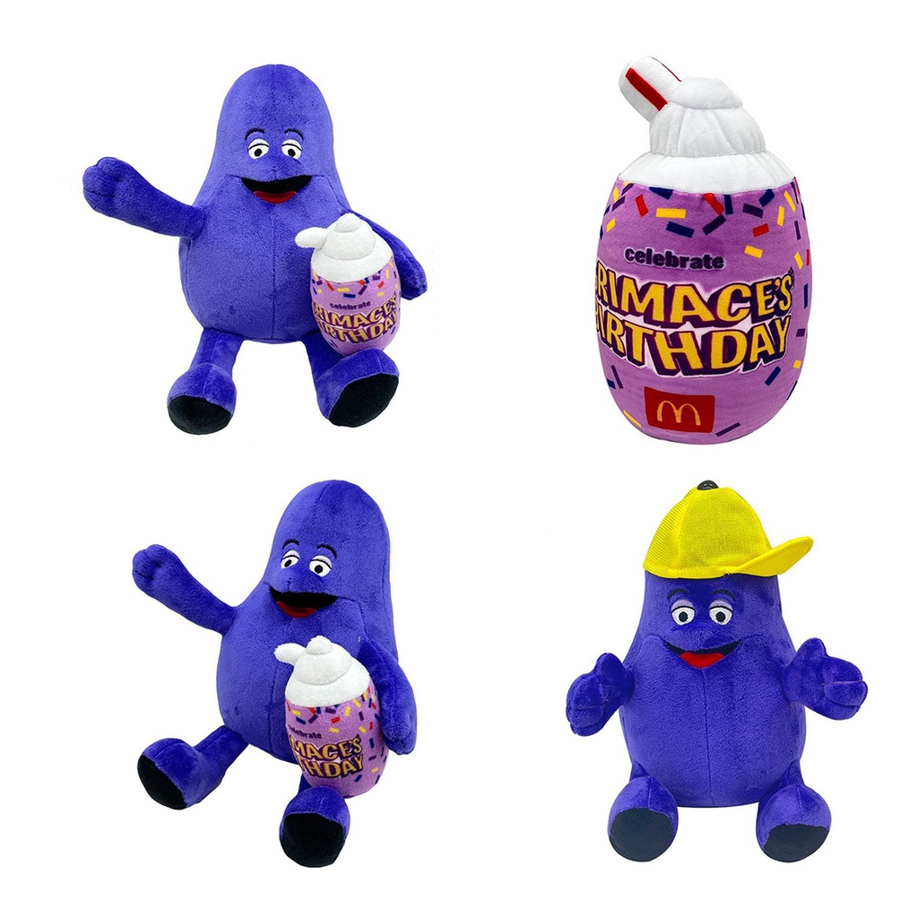 ตุ๊กตายัดนุ่น-รูปการ์ตูน-grimace-birthday-หมวกสีเหลืองน่ารัก-เหมาะกับของขวัญวันเกิด-ของเล่นสําหรับเด็ก