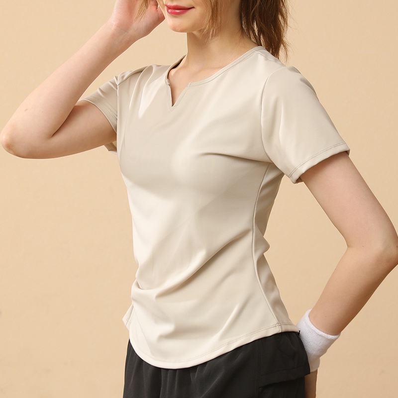 เสื้อยืดแขนสั้น-คอวี-เข้ารูป-แบบเป็นทางการ-สําหรับผู้หญิง