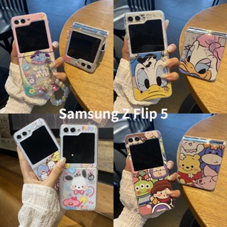 เคสโทรศัพท์มือถือแบบแข็ง ใส กันกระแทก ลายการ์ตูน Toy story พร้อมสายโซ่คล้อง สําหรับ Samsung Galaxy Z Flip 5 5G Z Flip 5 PC