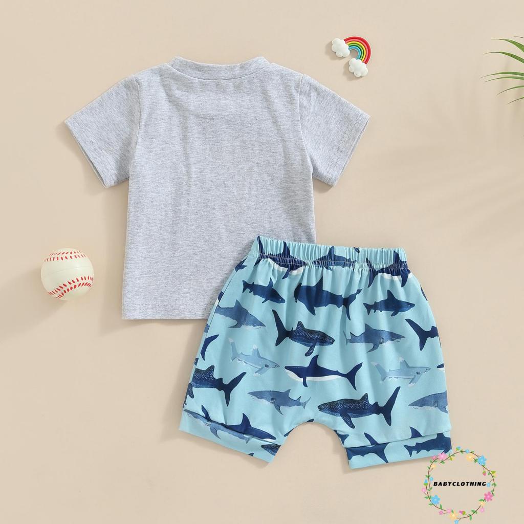 babyclothes-ชุดเสื้อยืดคอกลม-แขนสั้น-พิมพ์ลายตัวอักษร-และเบสบอล-ปลาฉลาม-และไดโนเสาร์-กางเกงขาสั้น-แฟชั่นฤดูร้อน-สําหรับเด็กผู้ชาย