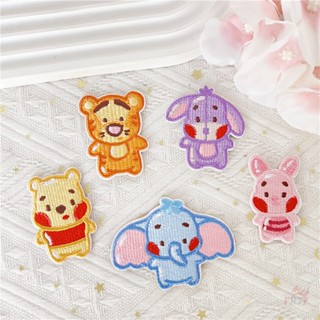 ✿ แผ่นสติกเกอร์ ลาย Winnie and Friends Piglet Eeyore Tigger มีกาวในตัว สําหรับติดตกแต่ง ✿ แผ่นแพทช์รีดติดเสื้อ ปักลาย DIY สําหรับตกแต่งเสื้อผ้า กระเป๋า 1 ชิ้น