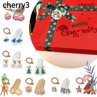 Cherry3 ป้ายแท็กกระดาษ ลายซานตาคลอส สโนว์แมน สําหรับตกแต่งเทศกาลคริสต์มาส 100 ชิ้น