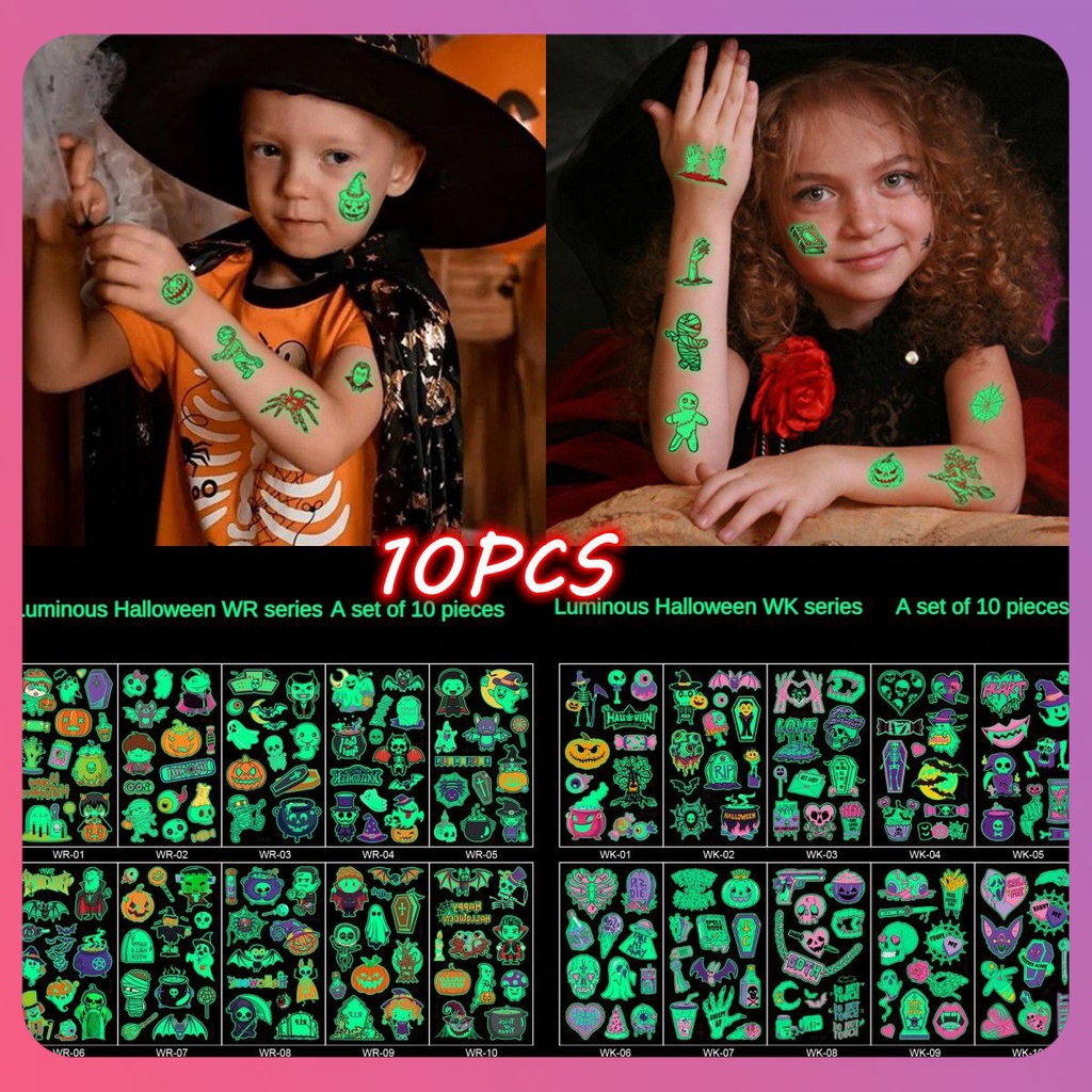 creative-10pcs-halloween-glow-tattoo-sticker-childrens-cartoon-luminous-halloween-tattoo-sticker-party-festival-event-gift-temporary-sticker-decoration-cod