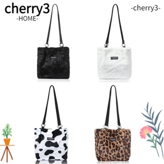 Cherry3 กระเป๋าสะพายไหล่ ผ้ากํามะหยี่ขนนิ่ม พิมพ์ลายเสือดาว สําหรับผู้หญิง