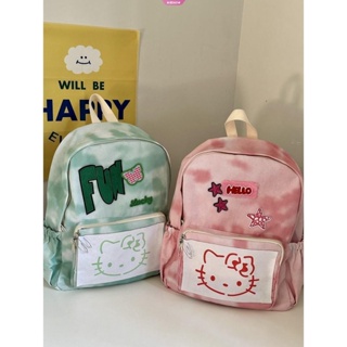 ใหม่ กระเป๋าเป้สะพายหลัง ลาย Hello Kitty มัดย้อมน่ารัก ความจุขนาดใหญ่ สําหรับผู้หญิง นักเรียน Y2k 2023