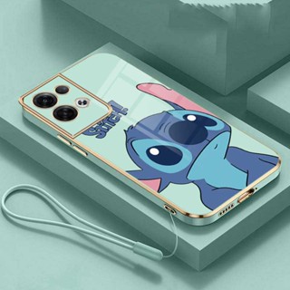 เคสโทรศัพท์มือถือยาง กันกระแทก ลายมอนสเตอร์ Stitch แวววาว พร้อมแหวนขาตั้ง สําหรับ OPPO Reno 8 Pro 8Z 7Z 7 Pro 5G Reno8 7 4G