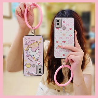 ring cute Phone Case For Nokia C22 Anti-knock solid color funny Back Cover Cartoon protective soft case bracelet personality